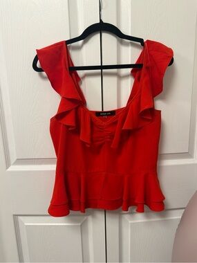 Sugarlips Red Ruffle Peplum Camisole